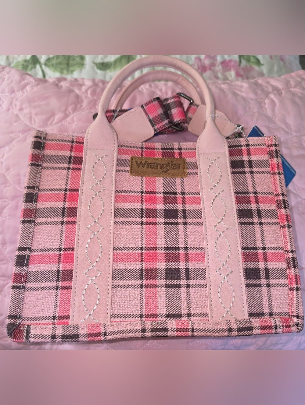 Wrangler Pink and Black Plaid Tote